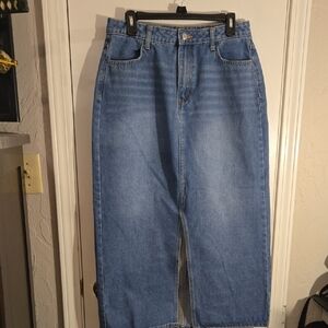 SHEIN Blue Denim Midi Skirt